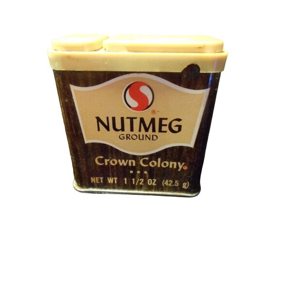 Vintage Safeway Crown Colony Ground Nutmeg Spice Tin Estate Find - Picture 1 of 6